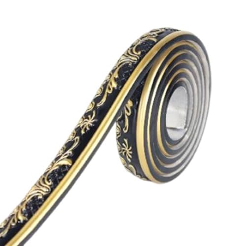GKIRQVPE Selbstaufkleber 3D Wallpaper Rahmen， 3D Embossed PVC Self-Adhesive Wallpaper Border For TV Background Door Frames Multicolor(Black Gold) von GKIRQVPE