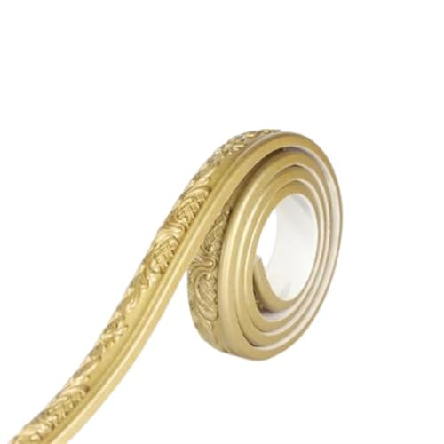 GKIRQVPE Selbstaufkleber 3D Wallpaper Rahmen， 3D Embossed PVC Self-Adhesive Wallpaper Border For TV Background Door Frames Multicolor(Gold) von GKIRQVPE