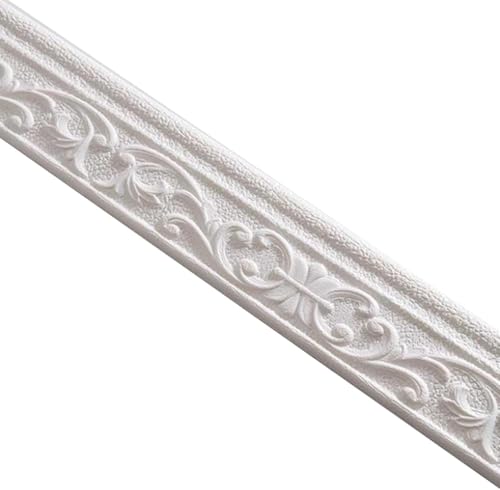 GKIRQVPE Selbstaufkleber 3D Wallpaper Rahmen， 3D Self-Adhesive Flexible Waterproof Foam Trim Border for Corners and Ceiling Multicolor(Bianco) von GKIRQVPE