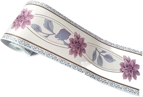 GKIRQVPE Selbstaufkleber 3D Wallpaper Rahmen， Self-Adhesive DIY Removable Floral Wallpaper Border Multicolor 10x500cm(Wb65-05) von GKIRQVPE
