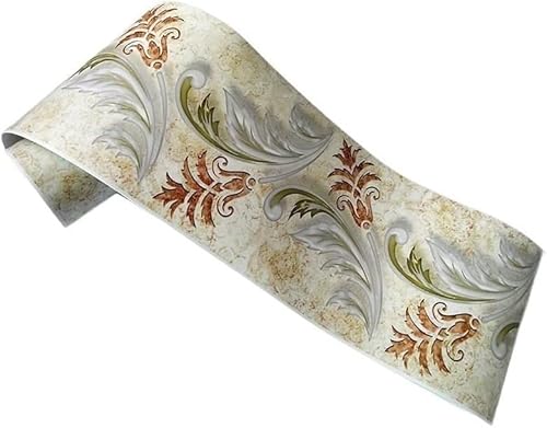GKIRQVPE Selbstaufkleber 3D Wallpaper Rahmen， Self-Adhesive DIY Removable Floral Wallpaper Border Multicolor 10x500cm(Wb65-09) von GKIRQVPE