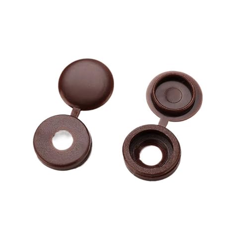 Kunststoff-Mutternabdeckung, 100 stücke Klappbar Kunststoff Druckknopf Mutter Abdeckungen Multicolor 13x5mm for Möbel(Dark Brown) von GKIRQVPE