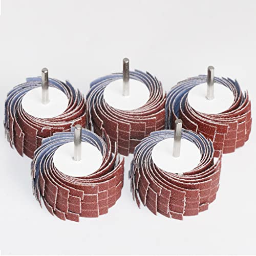 Nylonfaserklappe, 2 Stücke Schleiflamellenrad Körnung 80-600 3mm Schaft Schleifen Schleifen Sandpapier Verschlussrad for Drehwerkzeug Zubehör(80) von GKIRQVPE