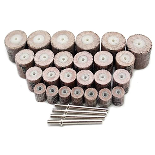 Nylonfaserklappe, 24 Stück Lamellenrad mit 4 Stück Dorn-Schleiflamellenscheibe Schleifbürste for Zubehör Schleifschleifer Rotationswerkzeuge(180) von GKIRQVPE