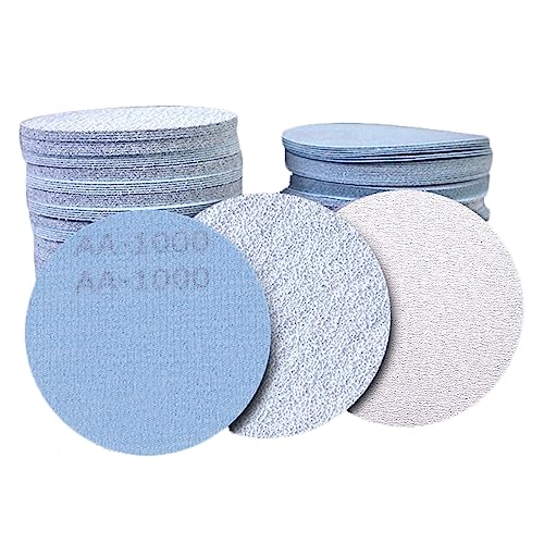 Papierpflanzen, 100PCS 3" 4" 5" 7" 9" Schleifscheiben Pad 60-1000 Körnung Haken und Schleife Schleifpapier Bohrer Schleifer Drehwerkzeuge for Metall Wand Schleifen Polieren(3",600grit) von GKIRQVPE