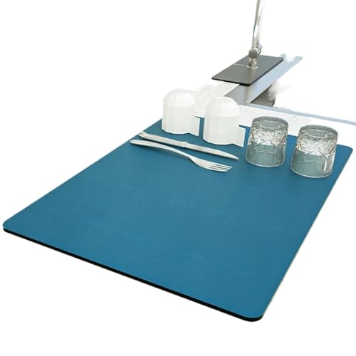 Schnelltrocknende Bar-Matte, Abtropfmatte for Küchentheke, schnelltrocknende Abtropfmatten, Abtropfmatte for Küchenutensilien, Küchenspüle, Arbeitsplatte, Kaffeebar-Matte(Navyblue,(50x40cm)) von GKIRQVPE