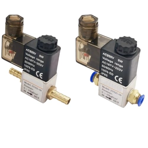 12 V 24 V 110 V pneumatisches elektrisches Magnetventil, 2 Positionen, 2 Anschlüsse, normalerweise geschlossen, Luftmagnetventil, 6 mm, 8 mm Schlauchanschluss(PC 8mm Fittings,DC24V) von GKIYMLLFV