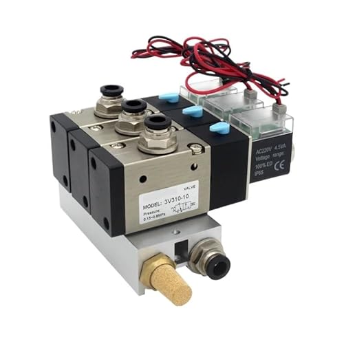 3V310-10-NO Schließer Magnetventil Stationen Block Mit Schalldämpfer Fitting Basis Verteiler DC12v DC24v AC110v AC220v(DC24V 6mm fittings,5 Stations) von GKIYMLLFV