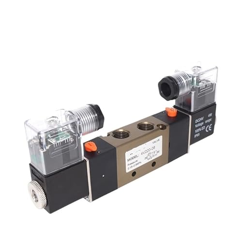 4V220-08 Air Pneumatisches Magnetventil 5-Wege 2-Position 1/4 Zoll Aluminiumlegierung Internes E DC12V, DC24V AC110V AC220V(With 8mm Fittings,4V220-08 DC24V) von GKIYMLLFV