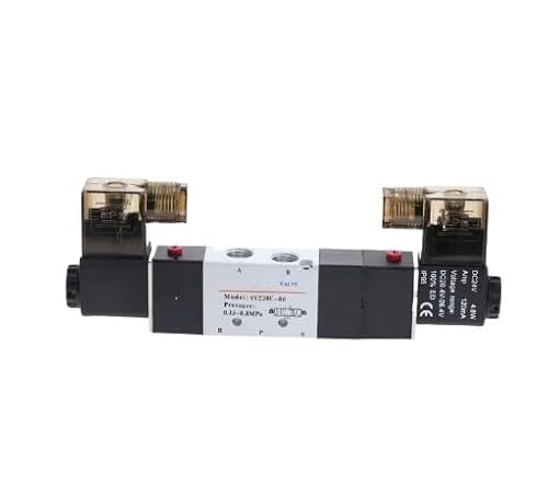 4V230C-08 5-Wege-3-Positionen-Pneumatik-Magnetventil 1/4 Zoll DC12V DC24V AC110V AC220V mit Armaturenanschluss 4 6 8 10 12 mm(10mm,AC 110V) von GKIYMLLFV