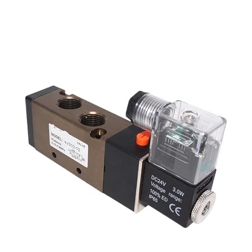 4V310-08 Magnetventile Luft-Gas-Regelventil 3/8 Zoll 2 Positionen 5 Anschlüsse 2/5 Wege 12 V DC 24 V DC 110 V 220 V AC(With 4mm Fittings,4V310-08 DC24V) von GKIYMLLFV
