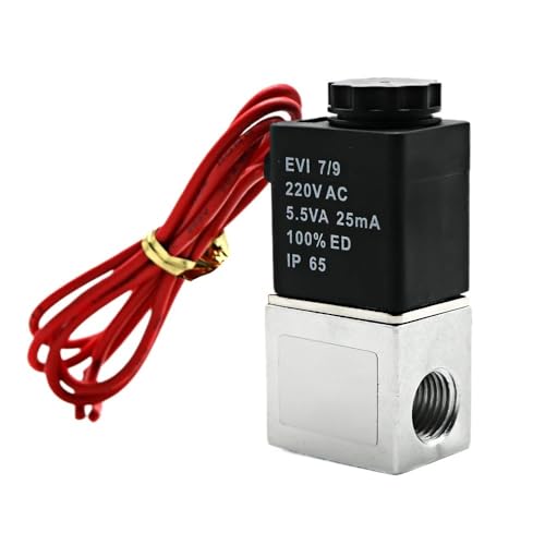 DC 12V 24V 110V 220V Elektrisches Magnetventil 1/4" 2-Wege-Normalerweise geschlossene direktwirkende pneumatische Ventile for Wasser, Luft, Gas(AC 220V,ADD PC8) von GKIYMLLFV