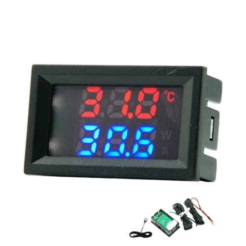 DC 4V-30V 0,56 Zoll Mini LED Dual Display Digital Temperatur Sensor Wasserdicht Metall Sonde Temperatur Tester(Blue Green Rod) von GKIYMLLFV