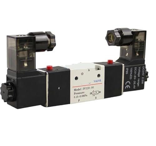 Pneumatisches elektrisches Magnetventil, 3-Wege-2-Positionen-Steuerung, Luft-/Gas-Magnetventil 3V220-08, 12 V, 24 V, 220 V, Doppelspule mit Anschlussstück(3V220-06 Fitting,AC220V NO) von GKIYMLLFV