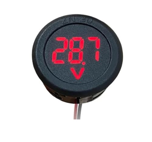 Runde DC 4-100V LED Digitalanzeige Kreisförmiges Zweidraht-Voltmeter DC Digitalvoltmeter Kopfanzeige Verpolungsschutz(Red) von GKIYMLLFV