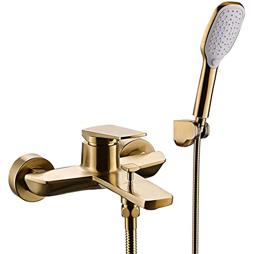 Badewannenarmatur zur Wandmontage, gebürstetes Messing, Badewannenarmatur mit Handbrause, Bidetbrause, Einhebel-Badewannenmischbatterie, Bad Badewannenarmatur zur Wandmontage, gebürstetes Messing, Badewannenarmatur mit Handbrause, Bidetbrause, Einhebel-Badewannenmischbatterie, Bad von GKJHTED