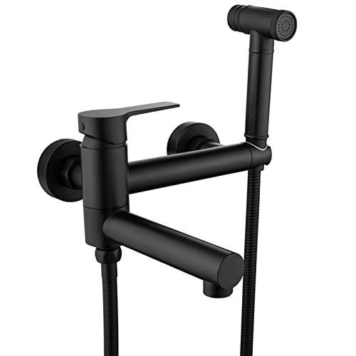 Bidet-Sprüher, mattschwarzes Handbidet-Set mit heißem und kaltem Wasser, Sprühset zur Wandmontage aus Messing mit Wasserhahn zum Waschen und von GKJHTED