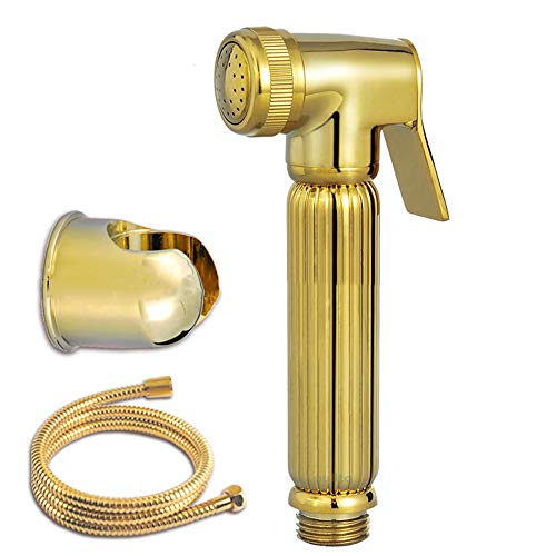 Bidet-Sprüher für Toilette, goldfarbenes Stoffwindel-Waschset, an der Wand montiertes Hand-Bidet-Sprühset aus Messing mit Duschschlauch, kal Bidet-Sprüher für Toilette, goldfarbenes Stoffwindel-Waschset, an der Wand montiertes Hand-Bidet-Sprühset aus Messing mit Duschschlauch, kal von GKJHTED