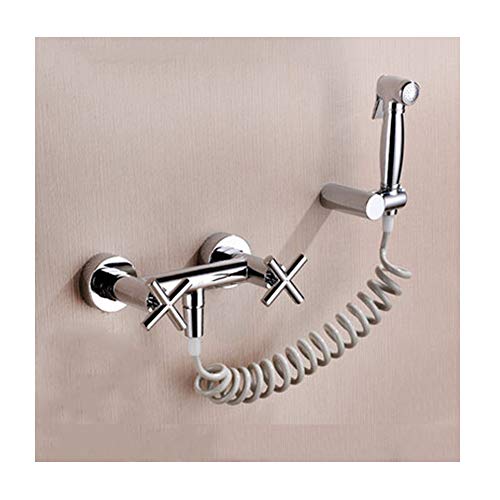 Bidet-Sprüher für die Toilette, Messing, Chrom, Stoffwindel-Waschset, Wandmontage, Hand-Bidet-Sprühset mit zwei Griffen und Duschschlauch, h Bidet-Sprüher für die Toilette, Messing, Chrom, Stoffwindel-Waschset, Wandmontage, Hand-Bidet-Sprühset mit zwei Griffen und Duschschlauch, h von GKJHTED