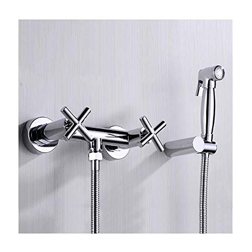 Bidet-Sprüher für die Toilette, Messing, Chrom, Stoffwindel-Waschset, Wandmontage, Hand-Bidet-Sprühset mit zwei Griffen und Duschschlauch, h Bidet-Sprüher für die Toilette, Messing, Chrom, Stoffwindel-Waschset, Wandmontage, Hand-Bidet-Sprühset mit zwei Griffen und Duschschlauch, h von GKJHTED