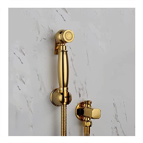Bidethahn, Einzel-Kaltwasser-Handbrause, Dusch-WC-Set, Glänzender quadratischer Duschkopf aus Titangoldmessing mit Kupferventil, C-Set Bidethahn, Einzel-Kaltwasser-Handbrause, Dusch-WC-Set, Glänzender quadratischer Duschkopf aus Titangoldmessing mit Kupferventil, C-Set von GKJHTED