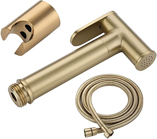 Hand-Bidet-Sprüher für die Toilette, Badezimmer-Sprühset aus gebürstetem Goldmessing für Stoffwindeln mit 150 cm langem Brauseschlauch Hand-Bidet-Sprüher für die Toilette, Badezimmer-Sprühset aus gebürstetem Goldmessing für Stoffwindeln mit 150 cm langem Brauseschlauch von GKJHTED