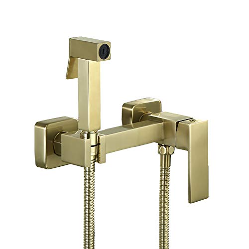 Hand-Bidet-Sprüher für die Toilette, an der Wand montiertes Badezimmer-Sprühset für Stoffwindeln, Messing, gebürstetes Gold, Kalt- und Warmw Hand-Bidet-Sprüher für die Toilette, an der Wand montiertes Badezimmer-Sprühset für Stoffwindeln, Messing, gebürstetes Gold, Kalt- und Warmw von GKJHTED