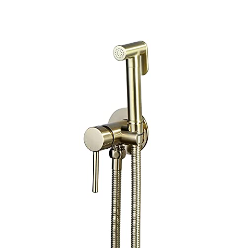 Hand-Bidet-Sprüher für die Toilette, an der Wand montiertes Badezimmer-Sprühset für Stoffwindeln aus gebürstetem Gold mit kaltem und heißem Hand-Bidet-Sprüher für die Toilette, an der Wand montiertes Badezimmer-Sprühset für Stoffwindeln aus gebürstetem Gold mit kaltem und heißem von GKJHTED