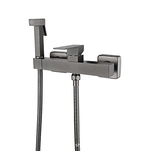 Hand-Bidet-Sprüher für die Toilette, graues Badezimmer-Stoffwindel-Sprühset mit kaltem und heißem Wasser, an der Wand montiertes Messing-Toi Hand-Bidet-Sprüher für die Toilette, graues Badezimmer-Stoffwindel-Sprühset mit kaltem und heißem Wasser, an der Wand montiertes Messing-Toi von GKJHTED