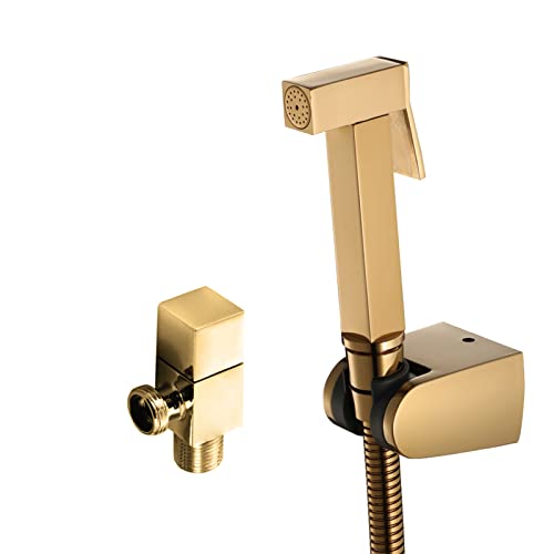 Hand-Bidet-Sprüher mit Winkelventil, mit 0,5 m langem Duschschlauch und ABS-Duschbasis, Stoffwindel-Sprüher/Gold Hand-Bidet-Sprüher mit Winkelventil, mit 0,5 m langem Duschschlauch und ABS-Duschbasis, Stoffwindel-Sprüher/Gold von GKJHTED
