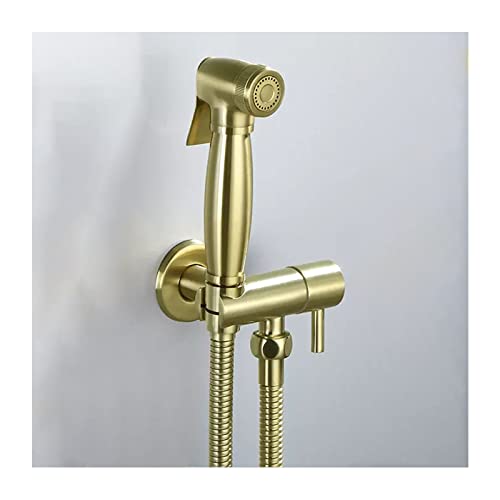 Hand-Bidet-Sprühgerät für die Toilette, Windel-Sprühset aus gebürstetem Gold, an der Wand montiertes Bidet-Wassersprühgerät aus Messing, Kal Hand-Bidet-Sprühgerät für die Toilette, Windel-Sprühset aus gebürstetem Gold, an der Wand montiertes Bidet-Wassersprühgerät aus Messing, Kal von GKJHTED