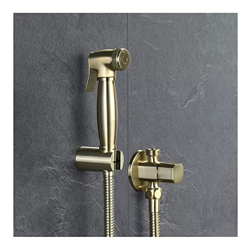 Hand-Bidet-Sprühgerät für die Toilette, Windel-Sprühset aus gebürstetem Gold, an der Wand montiertes Bidet-Wassersprühgerät aus Messing, Kal Hand-Bidet-Sprühgerät für die Toilette, Windel-Sprühset aus gebürstetem Gold, an der Wand montiertes Bidet-Wassersprühgerät aus Messing, Kal von GKJHTED