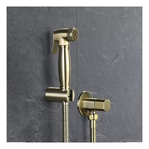Hand-Bidet-Sprühgerät für die Toilette, Windel-Sprühset aus gebürstetem Gold, an der Wand montiertes Bidet-Wassersprühgerät aus Messing, Kal Hand-Bidet-Sprühgerät für die Toilette, Windel-Sprühset aus gebürstetem Gold, an der Wand montiertes Bidet-Wassersprühgerät aus Messing, Kal von GKJHTED