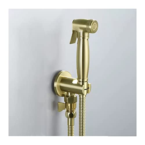 Hand-Bidet-Sprühgerät für die Toilette, Windel-Sprühset aus gebürstetem Gold, an der Wand montiertes Bidet-Wassersprühgerät aus Messing, Kal Hand-Bidet-Sprühgerät für die Toilette, Windel-Sprühset aus gebürstetem Gold, an der Wand montiertes Bidet-Wassersprühgerät aus Messing, Kal von GKJHTED