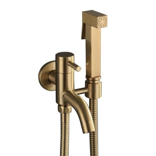 Hand-Bidet-Sprühset, gebürstetes Gold, Bidet-Toiletten-Sprühset, Bidet-Duschschlauch, komplett aus Kupfer, Multifunktions-Booster, gebürstet Hand-Bidet-Sprühset, gebürstetes Gold, Bidet-Toiletten-Sprühset, Bidet-Duschschlauch, komplett aus Kupfer, Multifunktions-Booster, gebürstet von GKJHTED