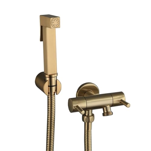 Hand-Bidet-Sprühset, gebürstetes Gold, Bidet-Toiletten-Sprühset, Bidet-Duschschlauch, komplett aus Kupfer, Multifunktions-Booster, gebürstet Hand-Bidet-Sprühset, gebürstetes Gold, Bidet-Toiletten-Sprühset, Bidet-Duschschlauch, komplett aus Kupfer, Multifunktions-Booster, gebürstet von GKJHTED