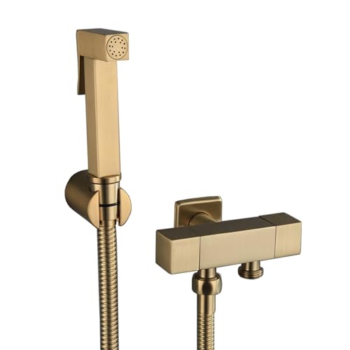 Hand-Bidet-Sprühset, gebürstetes Gold, Bidet-Toiletten-Sprühset, Bidet-Duschschlauch, komplett aus Kupfer, Multifunktions-Booster, gebürstet Hand-Bidet-Sprühset, gebürstetes Gold, Bidet-Toiletten-Sprühset, Bidet-Duschschlauch, komplett aus Kupfer, Multifunktions-Booster, gebürstet von GKJHTED