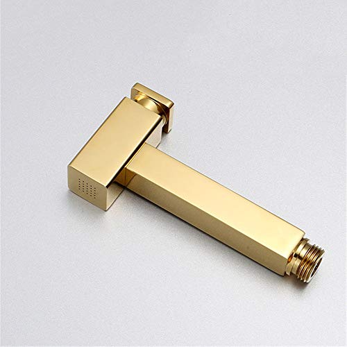 Handbrause für Toiletten und Bidets, quadratisches Duschset aus massivem Messing und Gold mit Druckknopf von GKJHTED