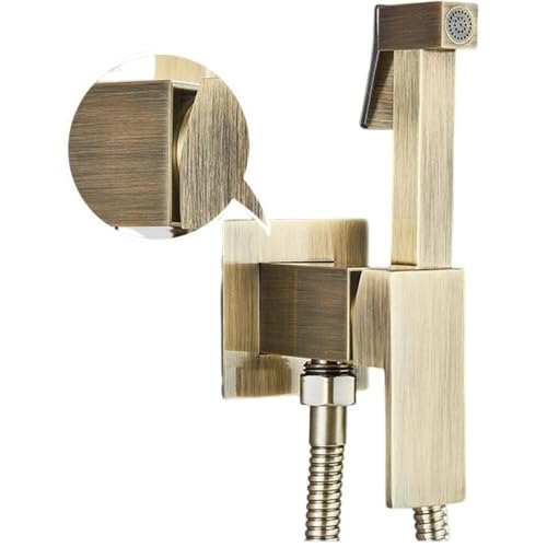 Mattschwarzer Bidet-Duschhahn, Mischbatterie für heißes und kaltes Wasser, massives Messing, wandmontierter Toilettensprüher, Retro-Bronze-F Mattschwarzer Bidet-Duschhahn, Mischbatterie für heißes und kaltes Wasser, massives Messing, wandmontierter Toilettensprüher, Retro-Bronze-F von GKJHTED