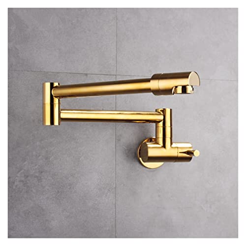 Topffüller Wasserhahn Küchenarmatur Faltbare Küchenspüle Mischbatterie Messing Schwarz/Gold/Chrom 360 Grad Einzelne Kalte Wandmontage Drehba von GKJHTED