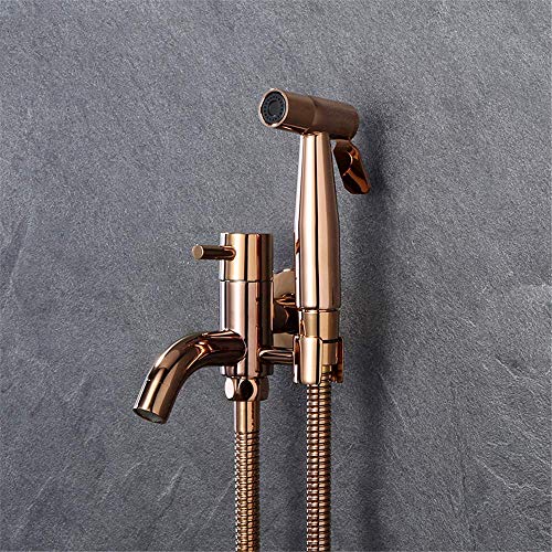 Wasserhahn Bad Dusche Toilette Hand Bidet Sprayer Massiv Messing Wasserhahn Edelstahl Sprayer Duschset, Roségold Douche Kit, von GKJHTED