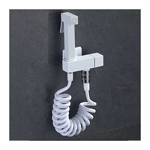 Weißer Bidet-Sprüher für die Toilette, Hand-Windel-Sprühset aus Messing, an der Wand montiertes Bidet-Wasserhahn-Windel-Sprühset mit Schlauc Weißer Bidet-Sprüher für die Toilette, Hand-Windel-Sprühset aus Messing, an der Wand montiertes Bidet-Wasserhahn-Windel-Sprühset mit Schlauc von GKJHTED