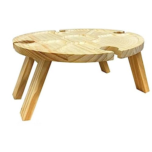 GKKICO Zusammenklappbarer Picknicktisch aus Holz mit Weinglashalter – Tragbares 2-in-1-Weinglasregal und Fächerschale, groß von GKKICO
