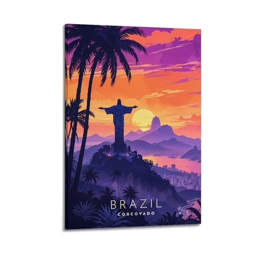 GKLIOZ Brasilien Corcovado Vintage-Reise-Poster, Kunstdruck, Wandfoto, Farbe, hängendes Bild, Familie, Schlafzimmer, Dekoration, 60 x 90 cm GKLIOZ Brasilien Corcovado Vintage-Reise-Poster, Kunstdruck, Wandfoto, Farbe, hängendes Bild, Familie, Schlafzimmer, Dekoration, 60 x 90 cm von GKLIOZ