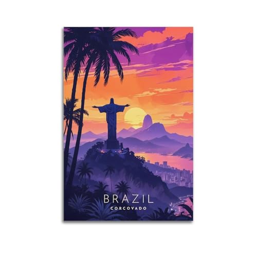 GKLIOZ Brasilien Corcovado Vintage-Reiseposter Kunstwerke Kunstdruck Wandkunst Gemälde Leinwand Dekor Zuhause dekorativ 60 x 90 cm GKLIOZ Brasilien Corcovado Vintage-Reiseposter Kunstwerke Kunstdruck Wandkunst Gemälde Leinwand Dekor Zuhause dekorativ 60 x 90 cm von GKLIOZ