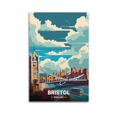 GKLIOZ Bristol England Vintage-Reise-Poster, Bild, Druck, Wandkunst, Gemälde, Leinwand, Kunstwerke, Idee, Raum, ästhetisch, 20 x 30 cm GKLIOZ Bristol England Vintage-Reise-Poster, Bild, Druck, Wandkunst, Gemälde, Leinwand, Kunstwerke, Idee, Raum, ästhetisch, 20 x 30 cm von GKLIOZ