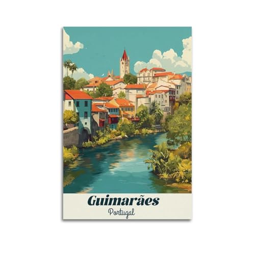 GKLIOZ Guimarães Reiseposter im Vintage-Stil, Motiv: Portugal, Kunstdruck, Wandfoto, Farbe, hängendes Bild, Familie, Schlafzimmer, Dekoration, 60 x 90 cm GKLIOZ Guimarães Reiseposter im Vintage-Stil, Motiv: Portugal, Kunstdruck, Wandfoto, Farbe, hängendes Bild, Familie, Schlafzimmer, Dekoration, 60 x 90 cm von GKLIOZ