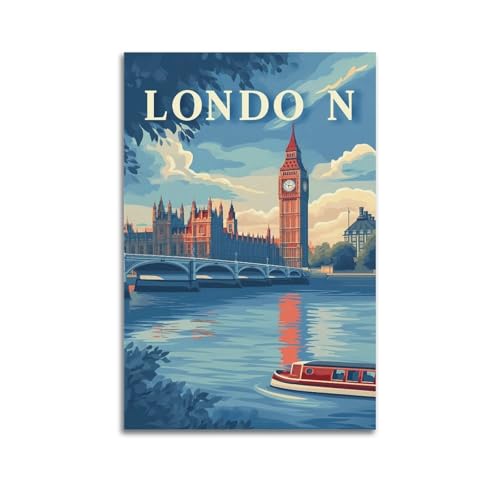 GKLIOZ London Vintage-Reise-Poster, Bild, Druck, Wandkunst, Gemälde, Leinwand, Kunstwerke, Idee, Raum, ästhetisch, 30 x 45 cm GKLIOZ London Vintage-Reise-Poster, Bild, Druck, Wandkunst, Gemälde, Leinwand, Kunstwerke, Idee, Raum, ästhetisch, 30 x 45 cm von GKLIOZ