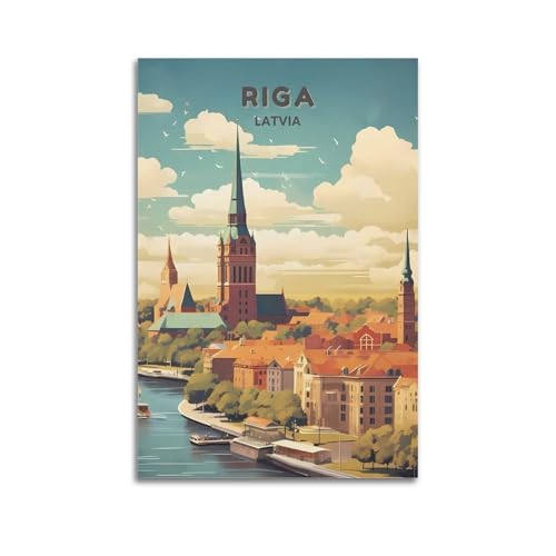 GKLIOZ Riga Lettland Vintage-Reise-Poster, Kunstdruck, Wandfoto, Farbe, hängendes Bild, Familie, Schlafzimmer, Dekoration, 30 x 45 cm GKLIOZ Riga Lettland Vintage-Reise-Poster, Kunstdruck, Wandfoto, Farbe, hängendes Bild, Familie, Schlafzimmer, Dekoration, 30 x 45 cm von GKLIOZ