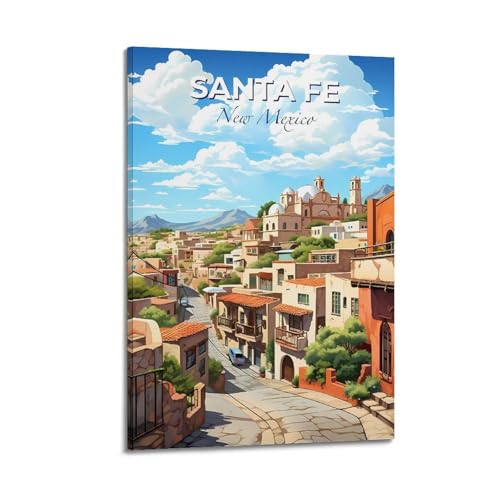 GKLIOZ Santa Fe New Mexico Vintage-Reise-Poster, Kunst, Leinwand, Gemälde, Dekor, Wanddruck, Foto, Zuhause, moderne Dekoration, 40 x 60 cm von GKLIOZ